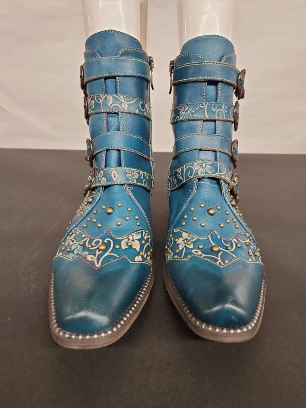 L'Artiste by Spring Step Rodeha Teal Leather Boots EUC - Size 41 (US 10) - Picture 6 of 15